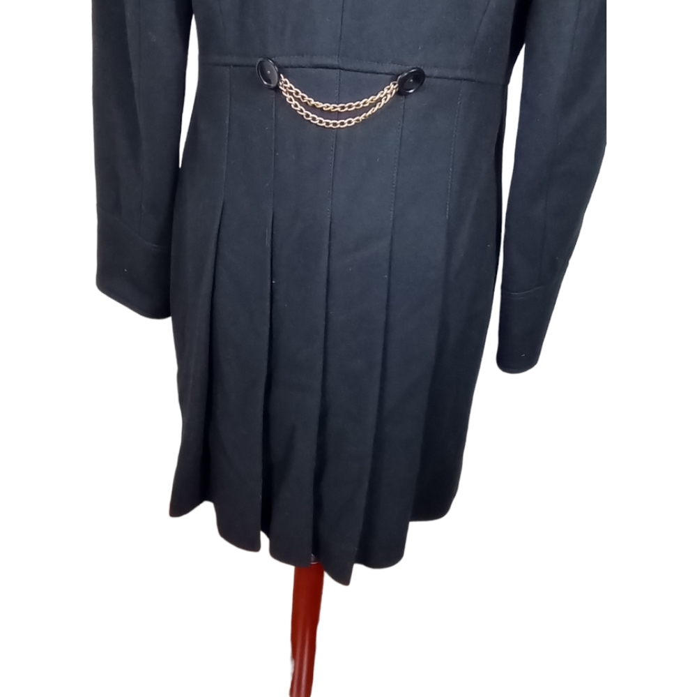 Kenneth Cole Size 10 Dark Navy Cashmere & Wool-Blend Pleated Back Chain Coat - Picture 4 of 10